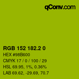カラーコード: RGB 152 182.2 0 | qconv.com