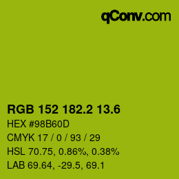 カラーコード: RGB 152 182.2 13.6 | qconv.com