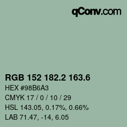カラーコード: RGB 152 182.2 163.6 | qconv.com