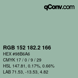 カラーコード: RGB 152 182.2 166 | qconv.com