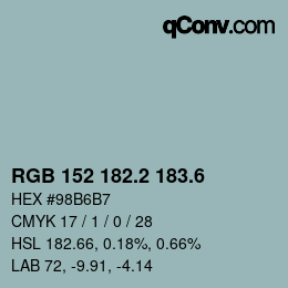 カラーコード: RGB 152 182.2 183.6 | qconv.com