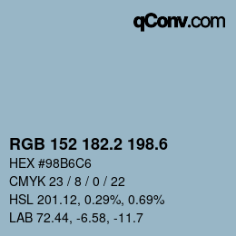 カラーコード: RGB 152 182.2 198.6 | qconv.com