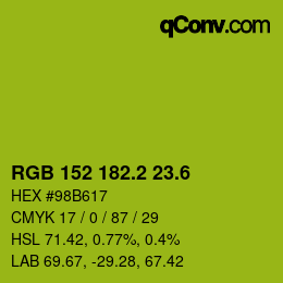 カラーコード: RGB 152 182.2 23.6 | qconv.com