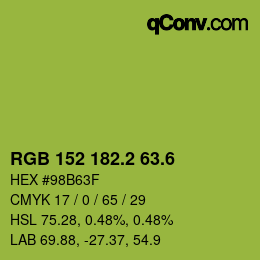 カラーコード: RGB 152 182.2 63.6 | qconv.com