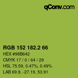 カラーコード: RGB 152 182.2 66 | qconv.com