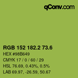 カラーコード: RGB 152 182.2 73.6 | qconv.com