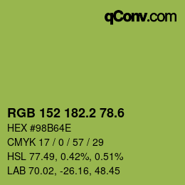 カラーコード: RGB 152 182.2 78.6 | qconv.com