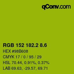 カラーコード: RGB 152 182.2 8.6 | qconv.com