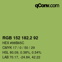 カラーコード: RGB 152 182.2 92 | qconv.com