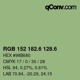 カラーコード: RGB 152 182.6 128.6 | qconv.com