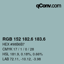 カラーコード: RGB 152 182.6 183.6 | qconv.com