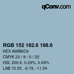 カラーコード: RGB 152 182.6 198.6 | qconv.com