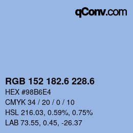 カラーコード: RGB 152 182.6 228.6 | qconv.com