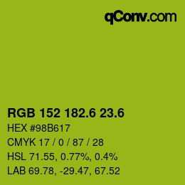 カラーコード: RGB 152 182.6 23.6 | qconv.com