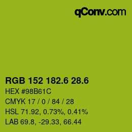 カラーコード: RGB 152 182.6 28.6 | qconv.com