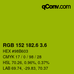 カラーコード: RGB 152 182.6 3.6 | qconv.com