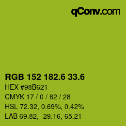 カラーコード: RGB 152 182.6 33.6 | qconv.com