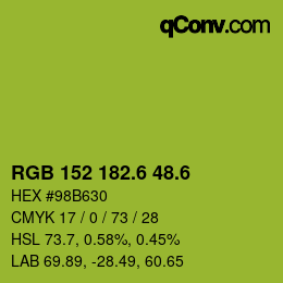 カラーコード: RGB 152 182.6 48.6 | qconv.com