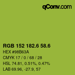 カラーコード: RGB 152 182.6 58.6 | qconv.com