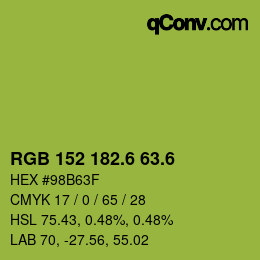 カラーコード: RGB 152 182.6 63.6 | qconv.com