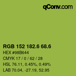 カラーコード: RGB 152 182.6 68.6 | qconv.com