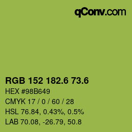 カラーコード: RGB 152 182.6 73.6 | qconv.com