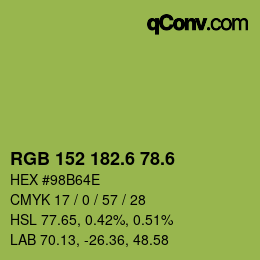 カラーコード: RGB 152 182.6 78.6 | qconv.com
