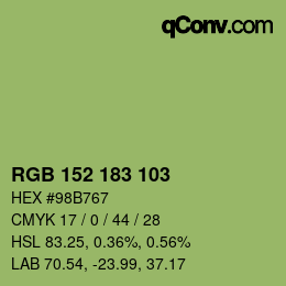 Color code: RGB 152 183 103 | qconv.com