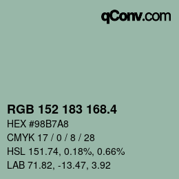 カラーコード: RGB 152 183 168.4 | qconv.com