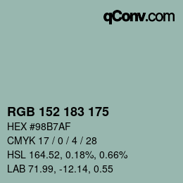 カラーコード: RGB 152 183 175 | qconv.com