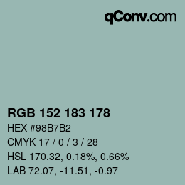 カラーコード: RGB 152 183 178 | qconv.com