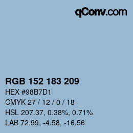 カラーコード: RGB 152 183 209 | qconv.com