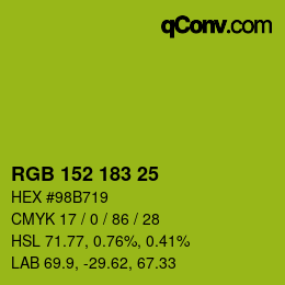 カラーコード: RGB 152 183 25 | qconv.com