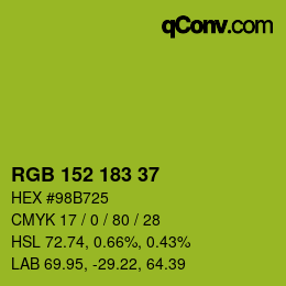 Color code: RGB 152 183 37 | qconv.com