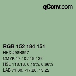 Color code: RGB 152 184 151 | qconv.com