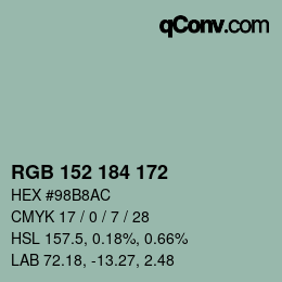カラーコード: RGB 152 184 172 | qconv.com