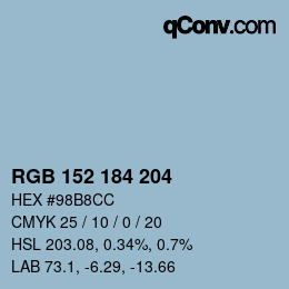 Color code: RGB 152 184 204 | qconv.com
