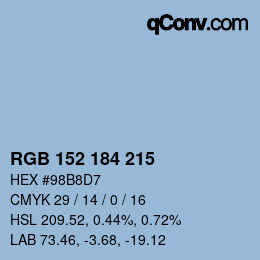 カラーコード: RGB 152 184 215 | qconv.com