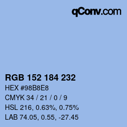 颜色代码: RGB 152 184 232 | qconv.com