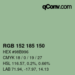 Color code: RGB 152 185 150 | qconv.com