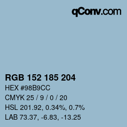 カラーコード: RGB 152 185 204 | qconv.com