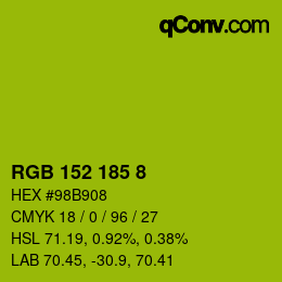カラーコード: RGB 152 185 8 | qconv.com