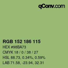 Código de color: RGB 152 186 115 | qconv.com
