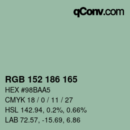 Color code: RGB 152 186 165 | qconv.com