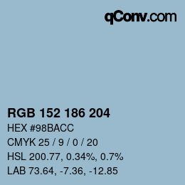 Color code: RGB 152 186 204 | qconv.com