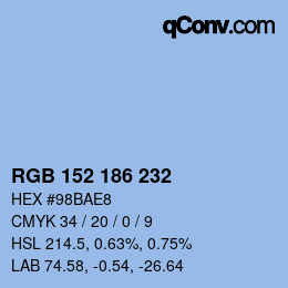 Color code: RGB 152 186 232 | qconv.com