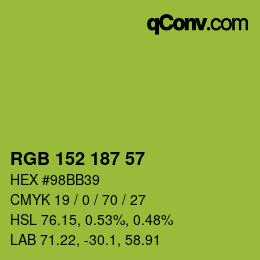 Color code: RGB 152 187 57 | qconv.com