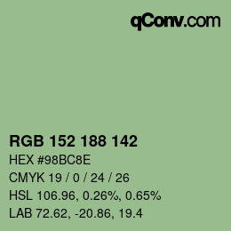 Color code: RGB 152 188 142 | qconv.com