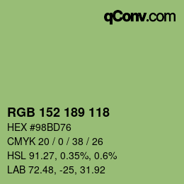 颜色代码: RGB 152 189 118 | qconv.com