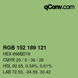 カラーコード: RGB 152 189 121 | qconv.com